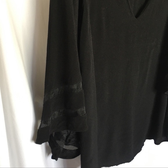 Chelsea28 Black Flutter Sleeve Wrap Blouse - Picture 3 of 7